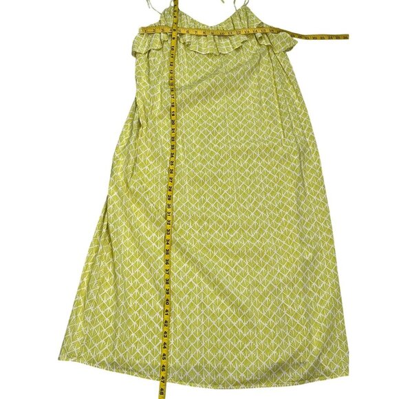 H&M chartreuse Geometric Print Sleeveless Maxi Dress | Ruffled Neckline | Size M - Picture 10 of 11